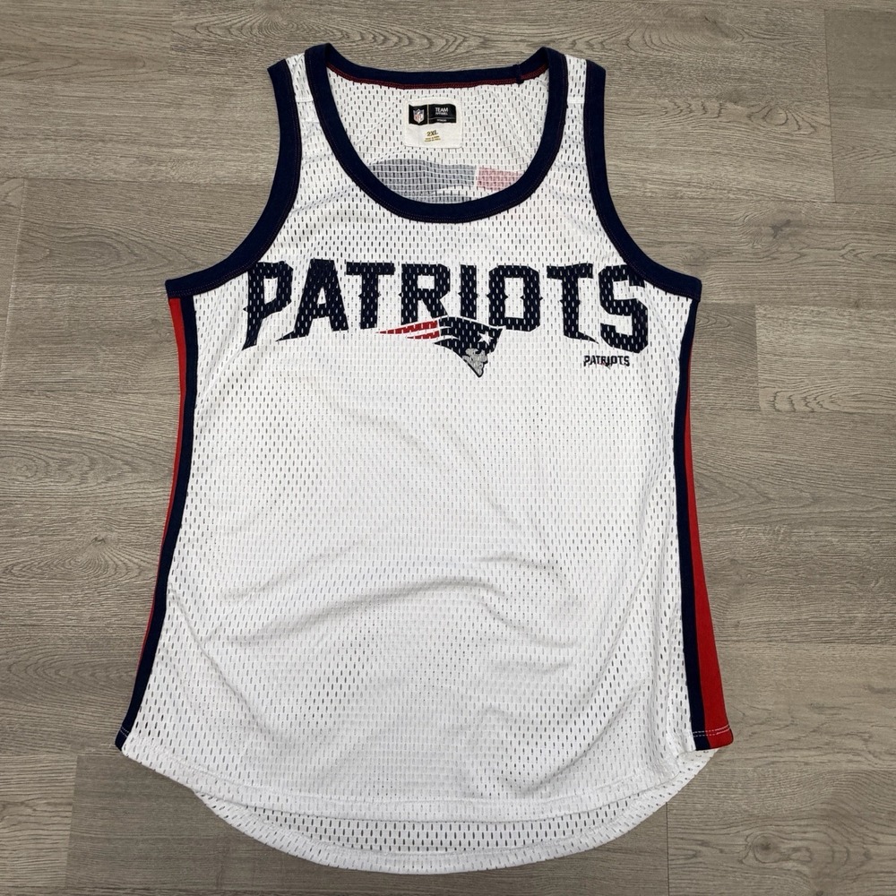 New England Patriots Mesh Tank Top‎ Women's 2XL White Blue NFL Football